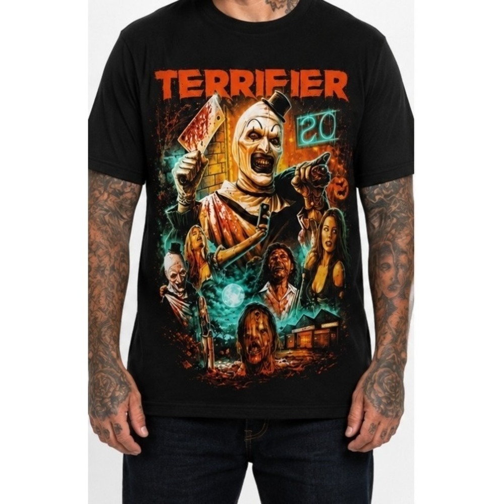 Terrifier Art the Clown Meat Cleaver Adult T-shirt Terror Threads NWT 2XL L300